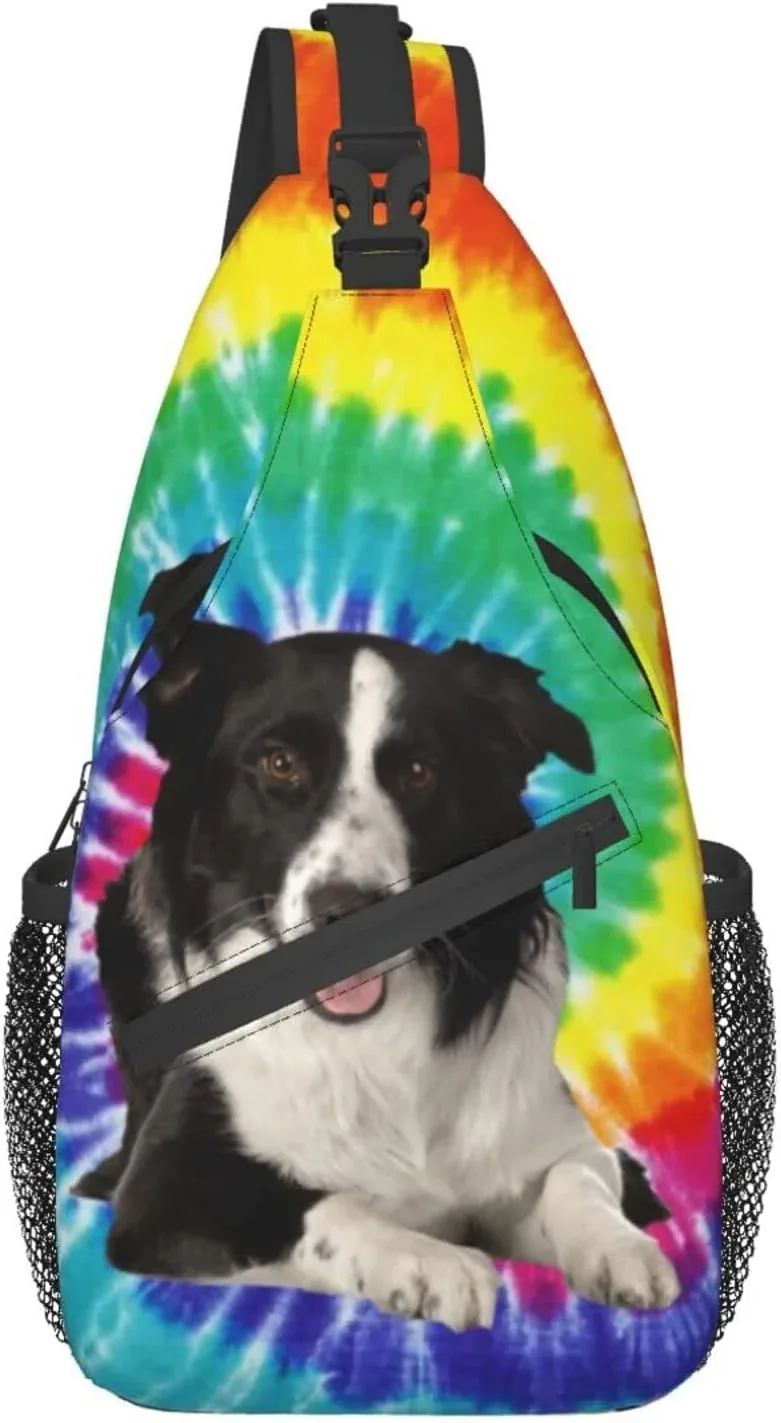 sac dos polyester motif chien floral petit format bandoulière poches extérieures voyage jour randonnée