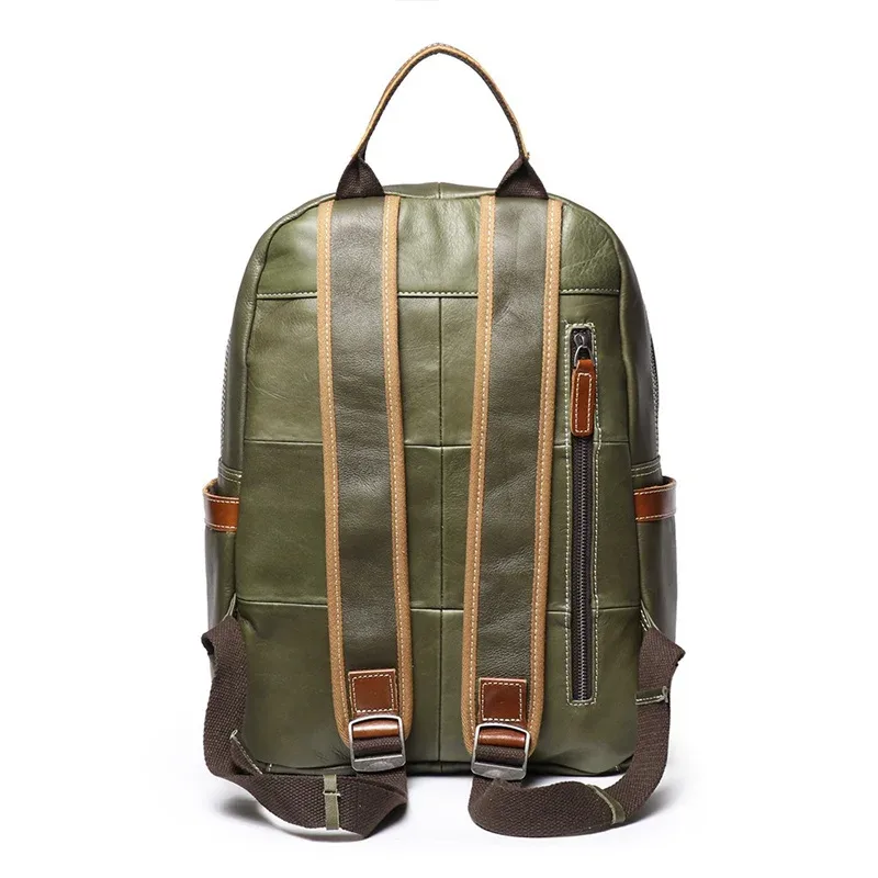 nesitu haut de gamme a4 vintage noir marron vert haut grain en cuir véritable 14 ''ordinateur portable femmes hommes sac à dos en peau de vache sac de voyage m1788