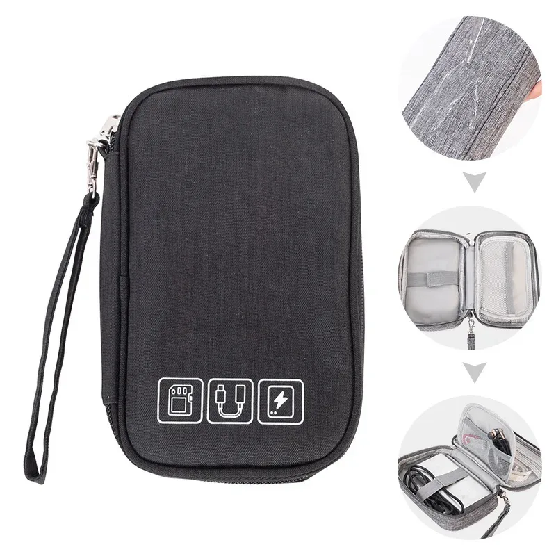 sac de rangement de câbles étanche, organisateur électronique numérique, chargeur de ligne de données usb portable, sac de rangement de prise, organisateur de câbles de voyage
