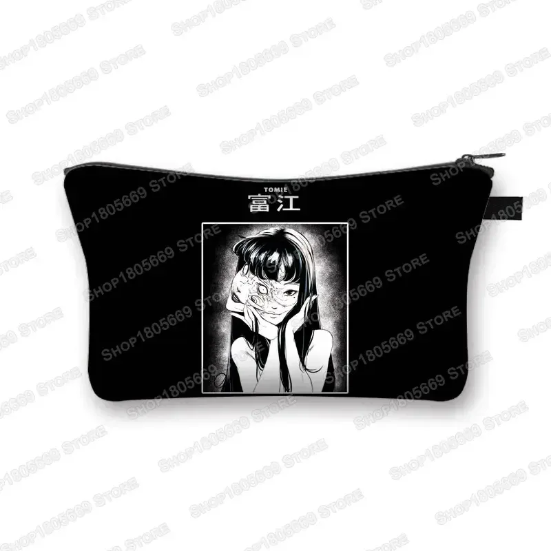 trousse à cosmétiques imprimée manga d'horreur tomie spiralized pour femmes, trousse de maquillage, rouge à lèvres, trousse de toilette, mini sac à main pour filles, trousse à cosmétiques
