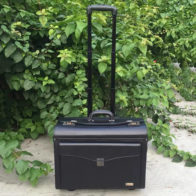 valise de cabine pour agent de bord, valise à roulettes, bagage de voyage 16/19 pouces, pour hommes et femmes, en pu, valise de voyage d'affaires