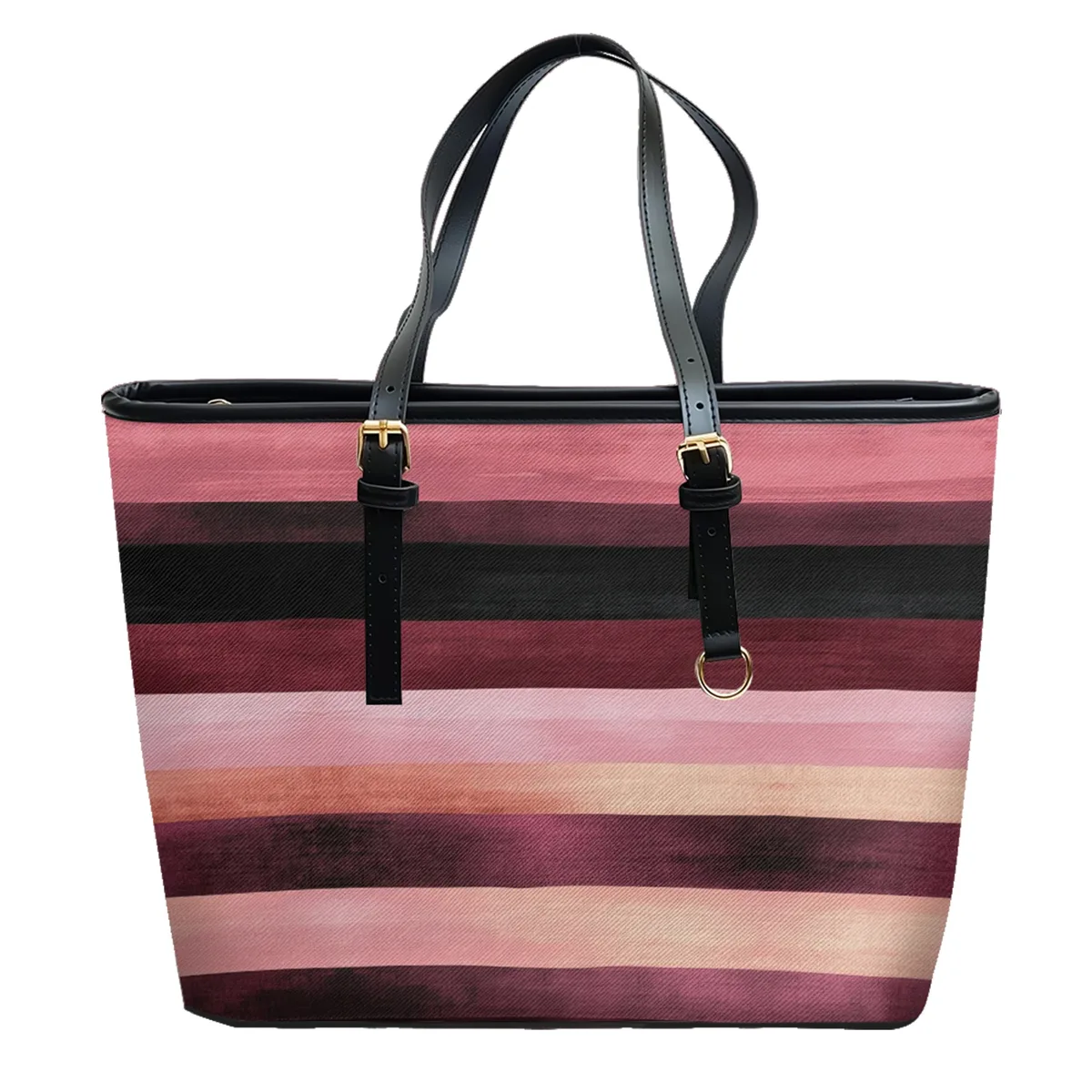 sac à bandoulière en cuir pvc oxford imprimé à rayures aquarelle, fourre-tout léger à fermeture éclair, usage quotidien, sac à main convertible pour le travail et le week-end