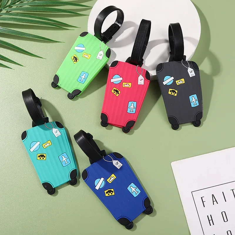 étiquettes de bagage mignonnes en silicone, porte-adresse d'identité de valise, étiquette de bagage portable, accessoires de voyage, haute qualité