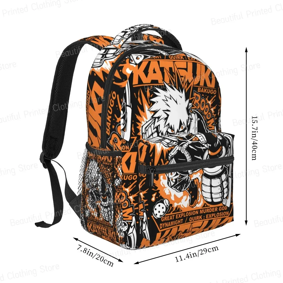 sac dos polyester dessin animé orange noir compartiments documents usage voyage école loisirs adolescents