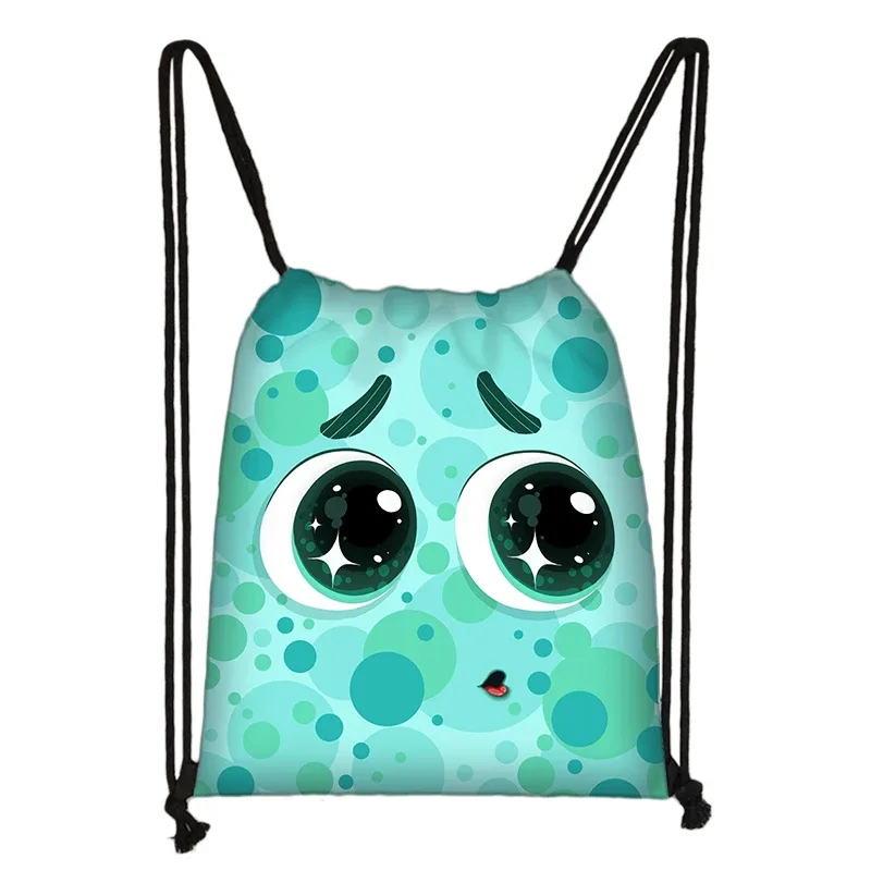 sac à dos avec imprimé visage de monstre amusant pour femmes et hommes, sac à cordon kawaii, sac à dos de sport en plein air, sacs de rangement pour adolescents, sac à livres de voyage