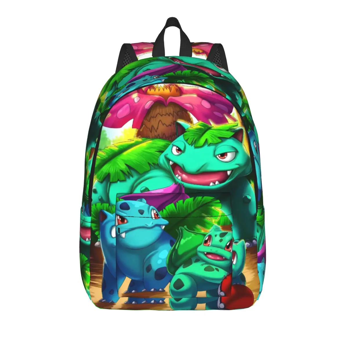 sac à dos de voyage bulbasaur forest cartoon, sacs à dos de voyage pour hommes, sacs d'école secondaire à motifs colorés, sac à dos cool