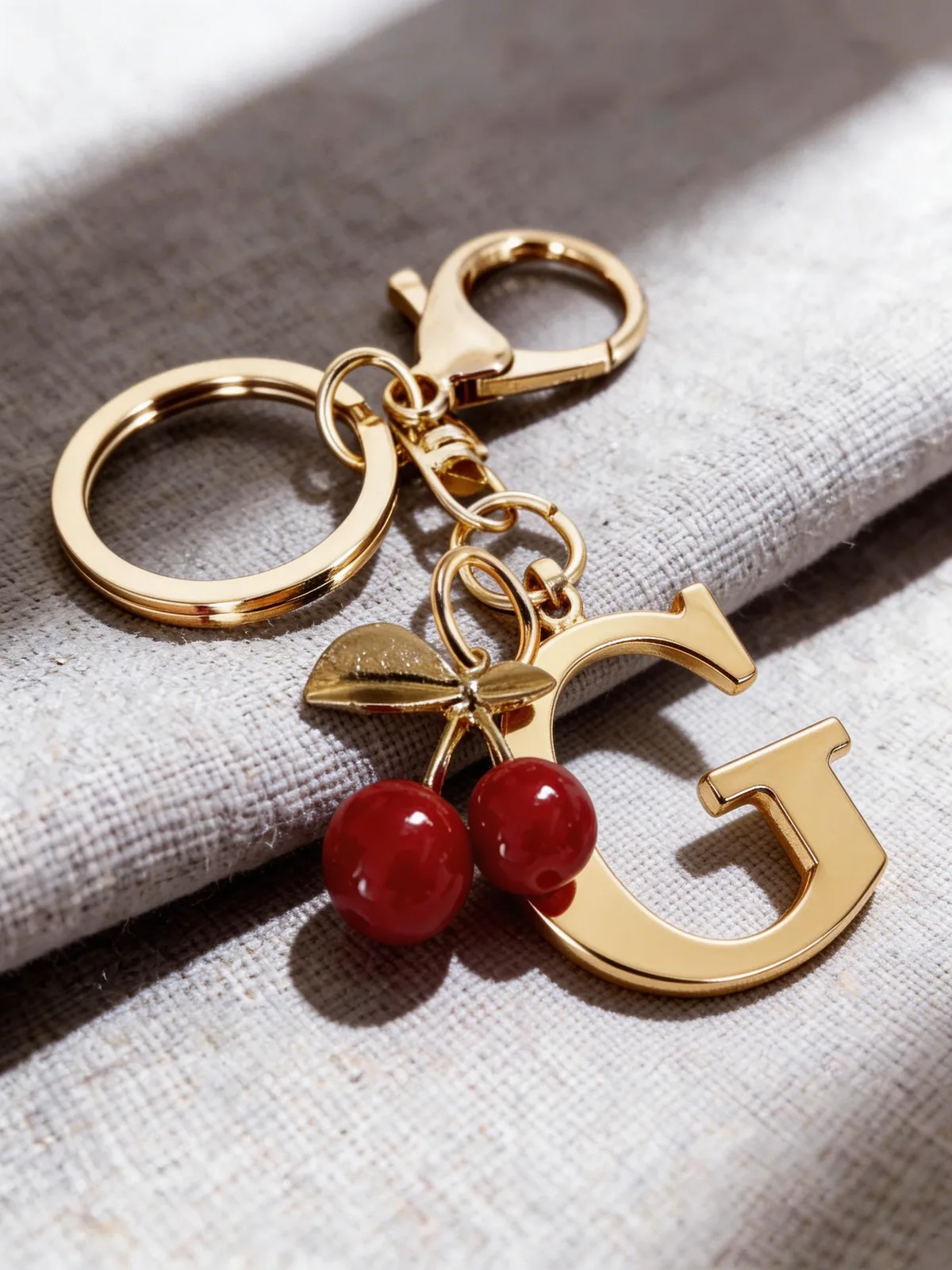 porte-clés élégant en or de qualité supérieure, pendentif 3d alphabet a-z, accessoire cœur rouge, anneau de porte-clés argenté tendance, pour sac/ordinateur portable