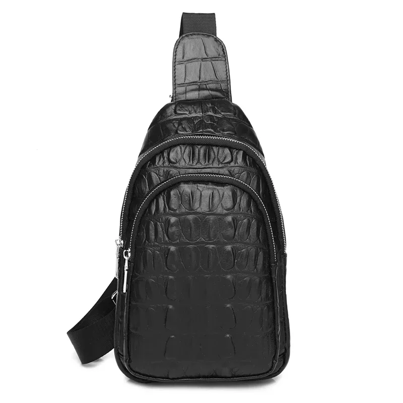 sac de poitrine vintage en cuir véritable schlatum pour homme, motif crocodile, sac de voyage de luxe pour homme, sac bandoulière multifonction