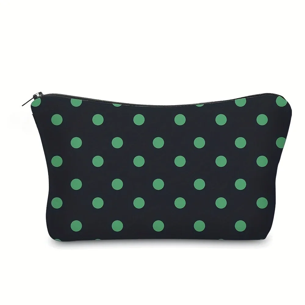 trousse de maquillage chic en polyester à pois, jolie pochette à cosmétiques à la mode avec fermeture éclair, organisateur de voyage portable, trousse de toilette cadeau