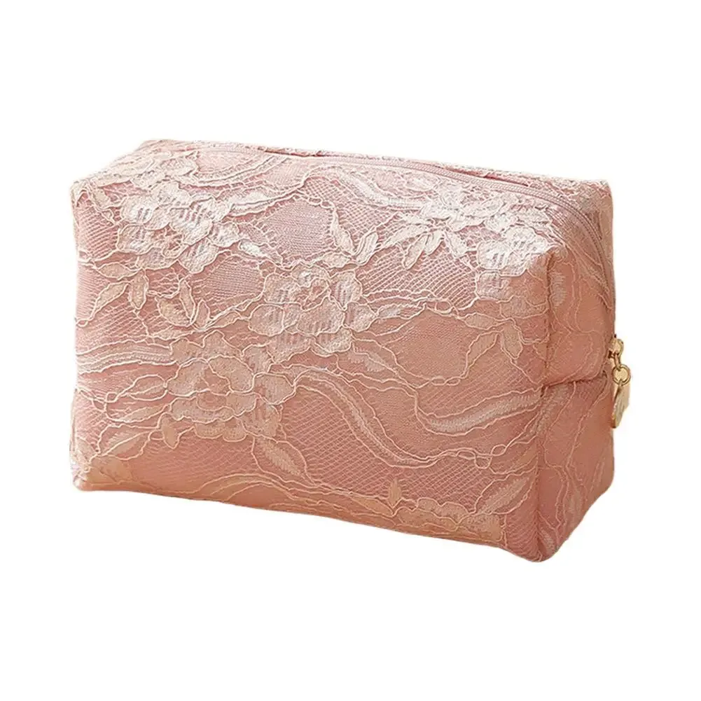 trousse de maquillage en dentelle florale grande capacité, pochette cosmétique imperméable, sac de voyage pour articles de toilette et rangement