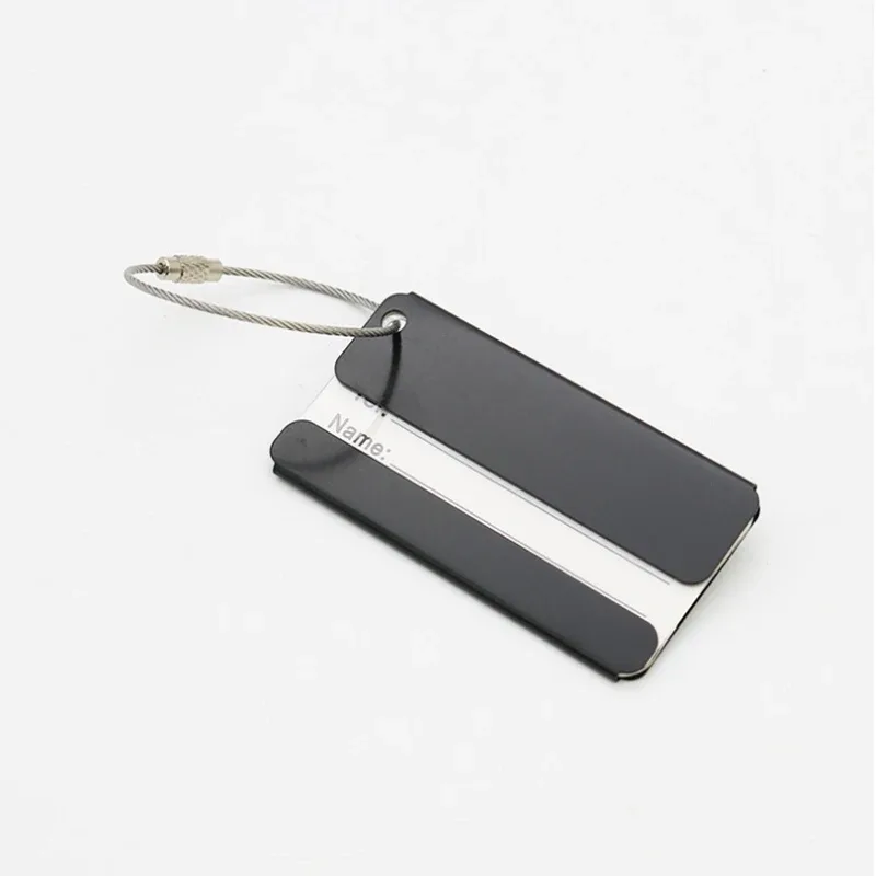 étiquettes de bagage de voyage en métal réutilisables étiquettes de valise en aluminium avec cordes étiquette de sac boucle en acier inoxydable nom carte d'identité pour valise