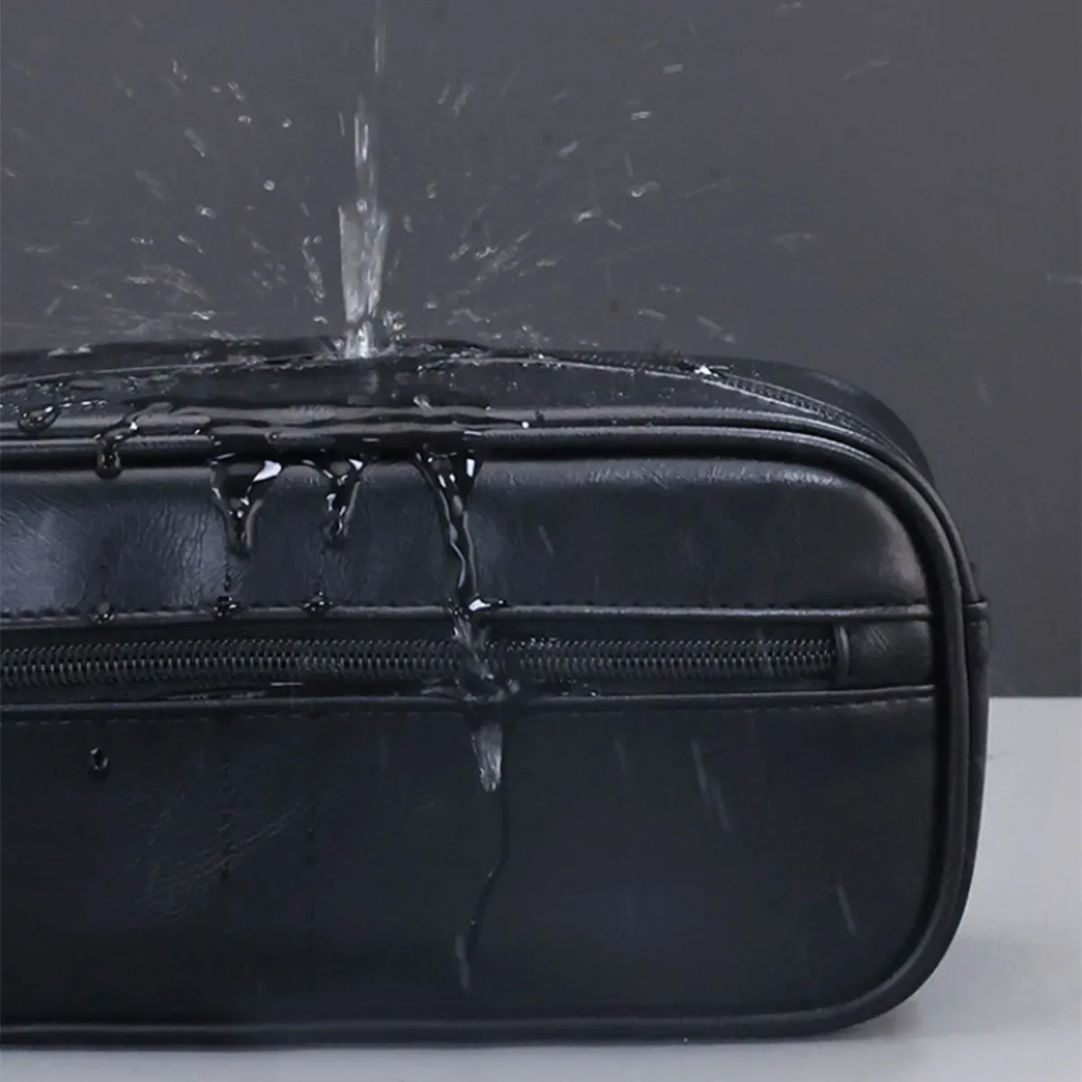 sac de toilette de voyage en cuir pu pour homme, sac de rasage portable imperméable, organiseur de cosmétiques multi-poches, trousse de toilette pour voyage