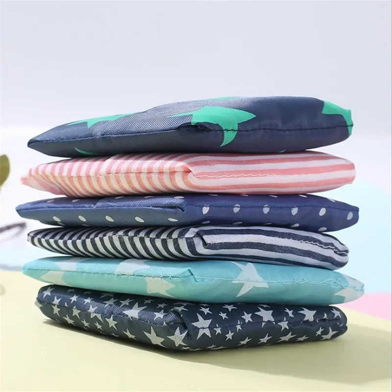 sac de shopping vert pliable imprimé à la mode, fourre-tout, pochette pliante, sacs à main pratiques, sacs de rangement de grande capacité