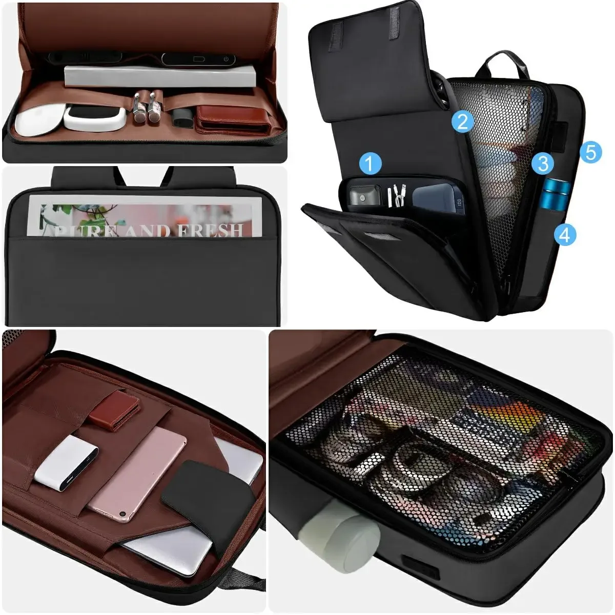 sac à dos extensible mince pour ordinateur portable 15,6-17 pouces, sac à dos de voyage d'affaires étanche à la pluie pour hommes et femmes