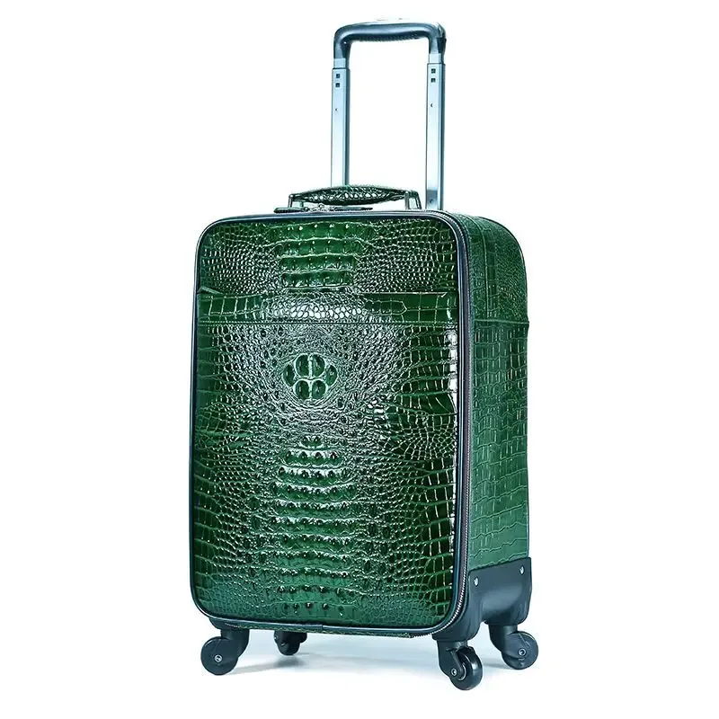 valise de luxe en cuir gaufré de crocodile de 20 pouces – bagage à main en cuir de vache de qualité supérieure avec ensemble de sacs à main pour voyage