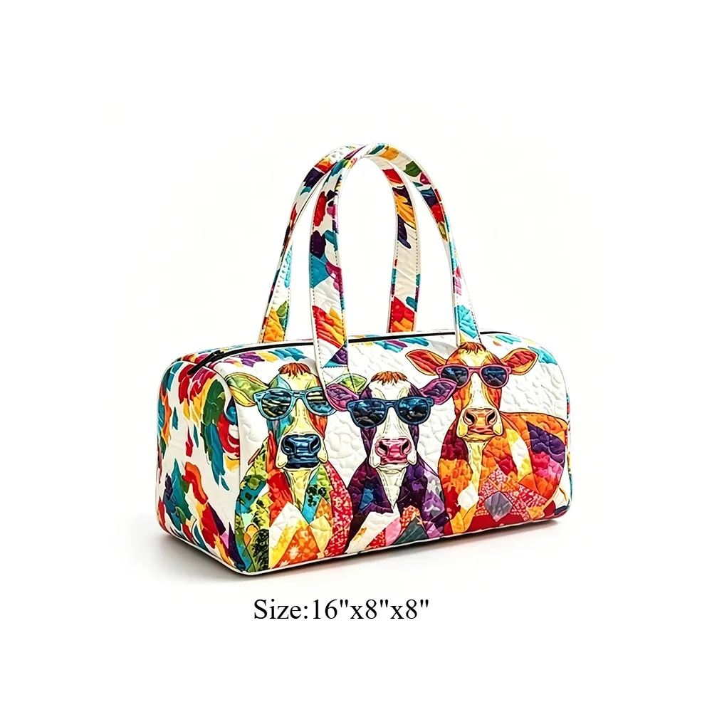 sac de voyage matelassé imprimé chat et vache pour homme et femme, sac de transport pour la nuit, sac de sport, sac de voyage pour les vacances, sac de voyage pour les séjours d'une nuit, cadeau pour les amateurs de livres
