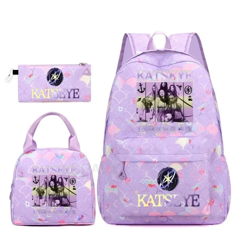 sac à dos tendance katseye amusant pour filles, enfants, étudiants, sac à dos double épaule, sac de voyage pour adolescents, sac à crayons, sac à déjeuner, sac à livres, cartable