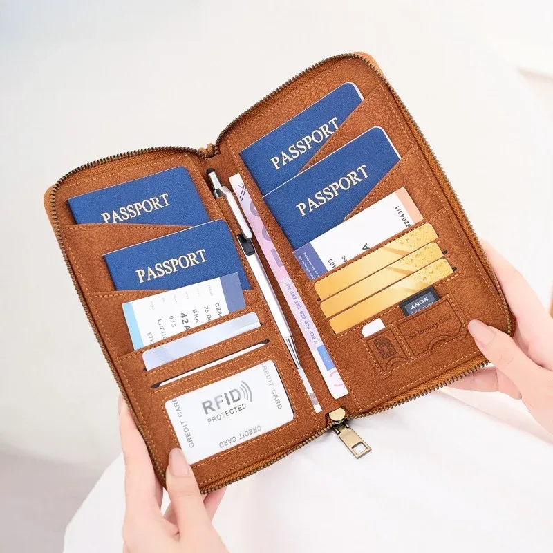 portefeuille de voyage multifonctionnel, organisateur vertical avec pochette pour passeport, pour passeports, argent et cartes, minimaliste et durable, noir