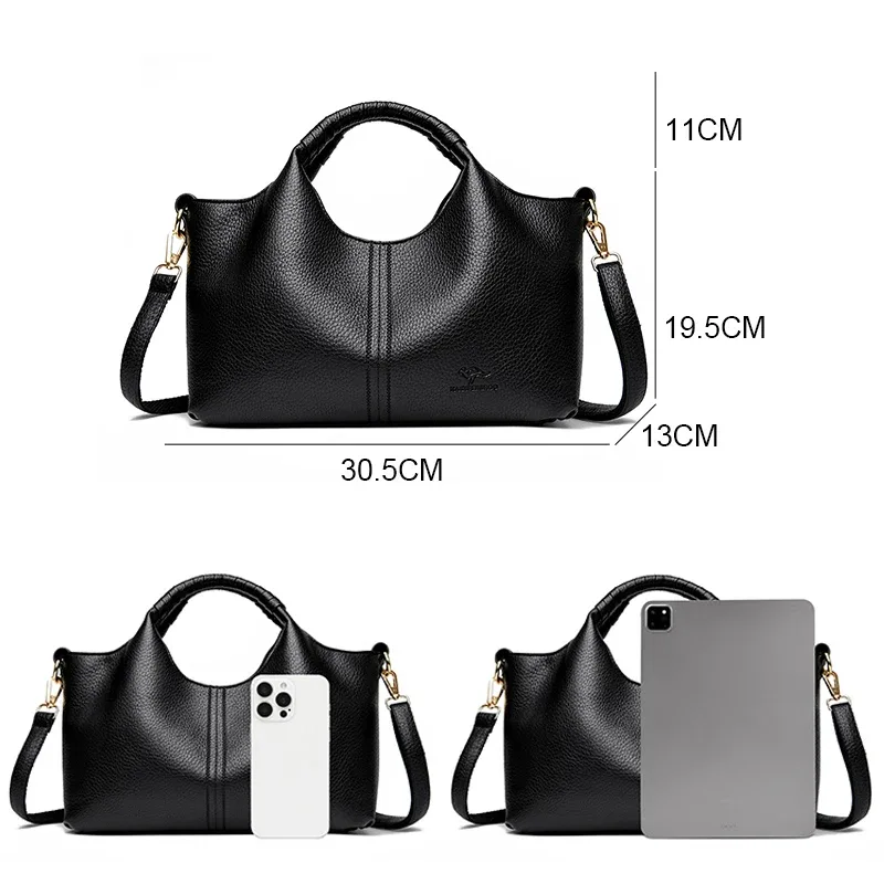 sac fourre-tout en cuir authentique pour femmes, fourre-tout de luxe de grande capacité, sacs à bandoulière diagonale à une épaule, sac à main simple à la mode