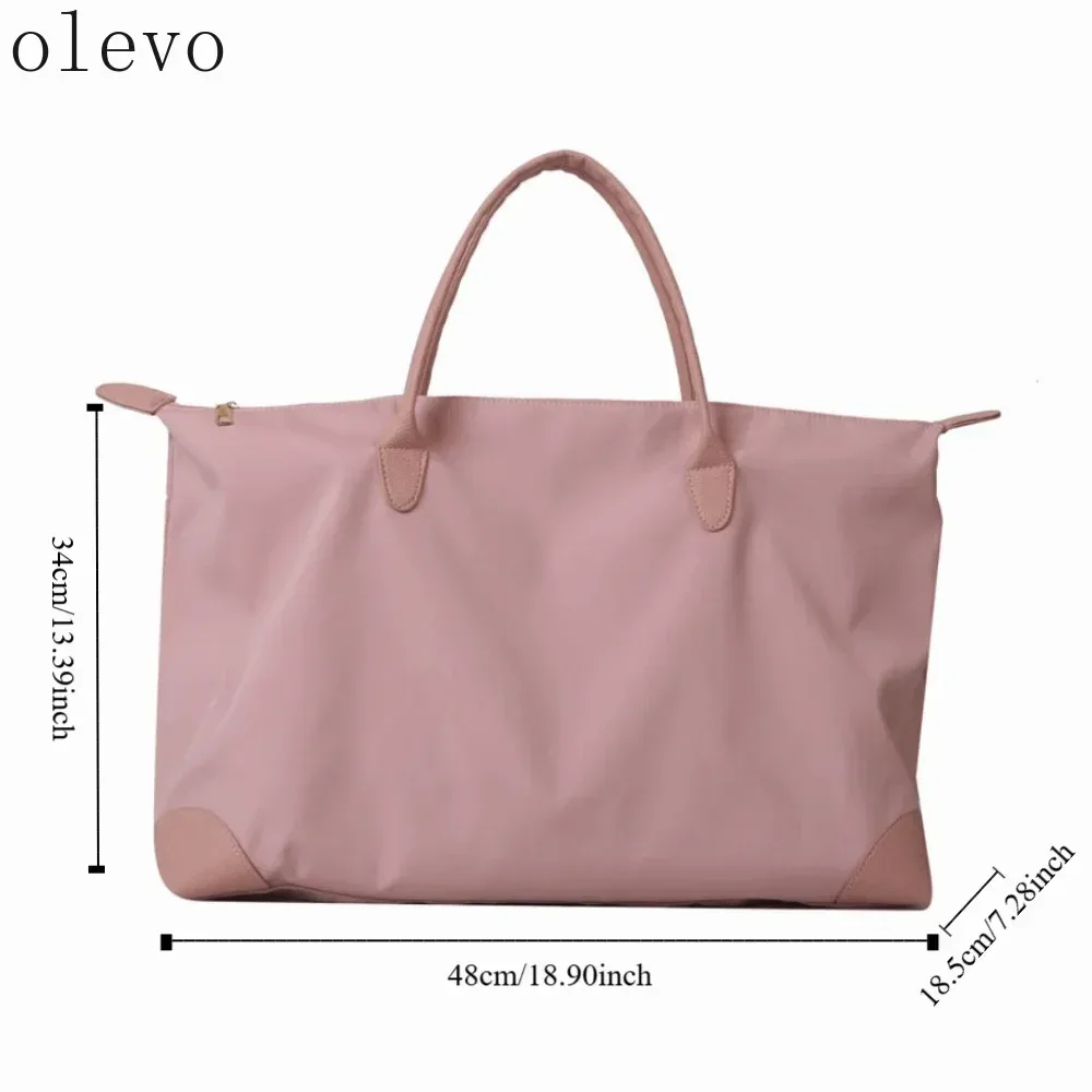 sac fourre-tout en nylon oxford imperméable de couleur unie, avec garniture en cuir coréen, sac à bandoulière sous le bras, pour les trajets quotidiens