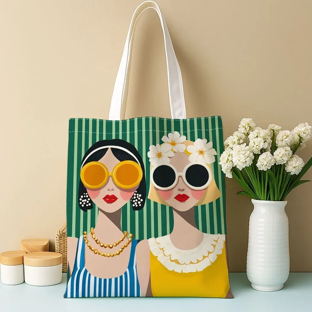 sacs à bandoulière imprimés aux couleurs vives avec motifs de couronnes florales, sacs de courses réutilisables, sacs à main pour femmes, usage quotidien