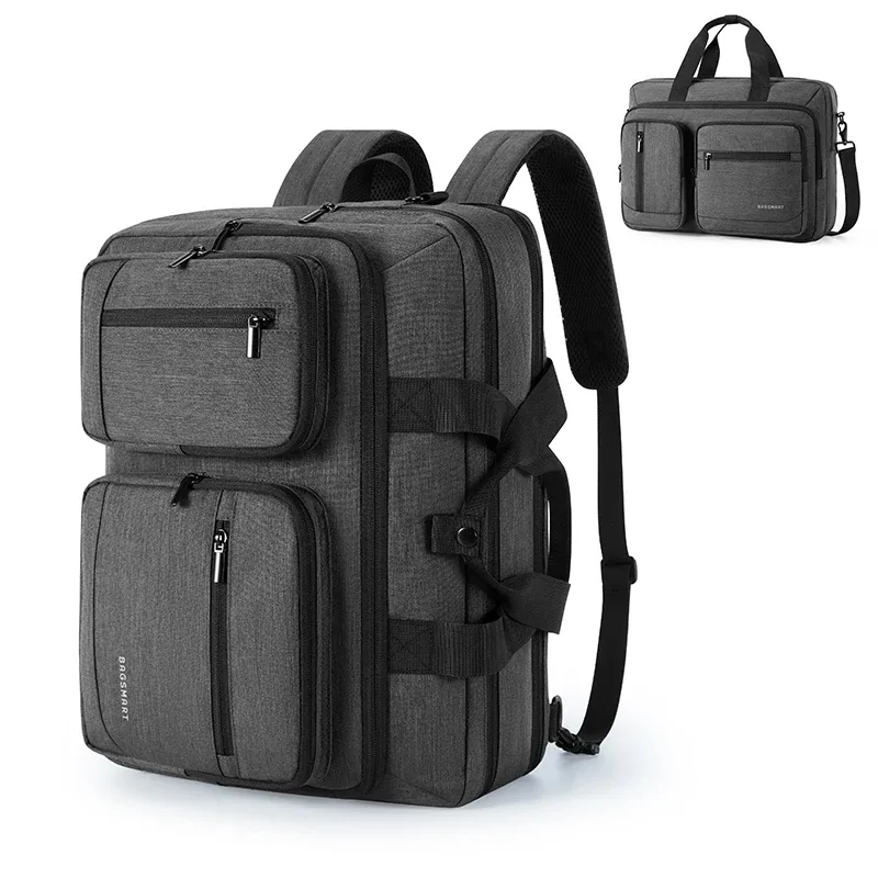sac dos pvc gris anthracite texturé 36 55 litres organisateur 7 poches rembourré anti choc voyage business école shopping sport