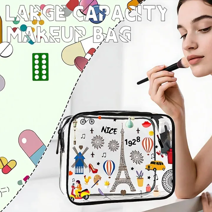 offre spéciale transparent dessin animé mignon pratique portable câble de chargement pilule sac cosmétique sac de changement sac de carte portable voyage storag