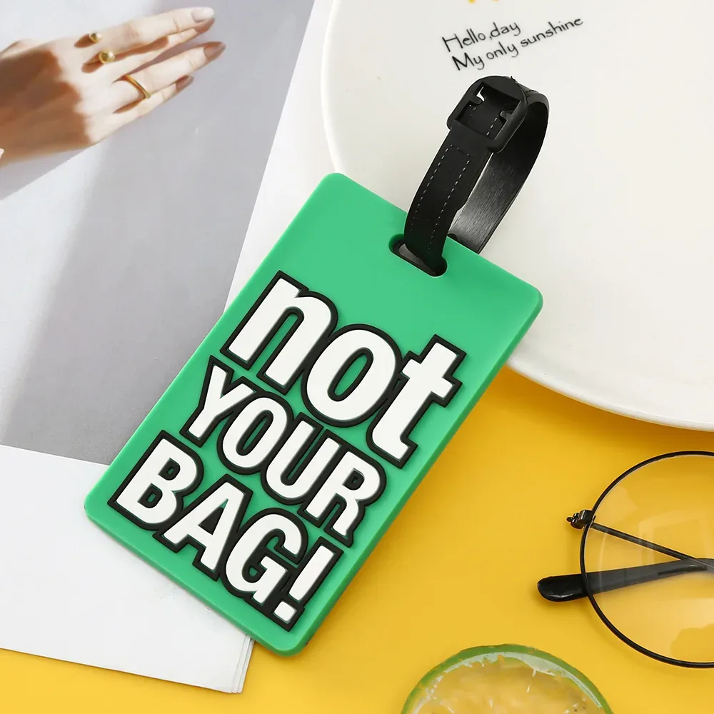 étiquettes de bagage en silicone portable, étiquette de valise, style dessin animé, lettre créative, accessoires de voyage mignons, pas votre sac, mode