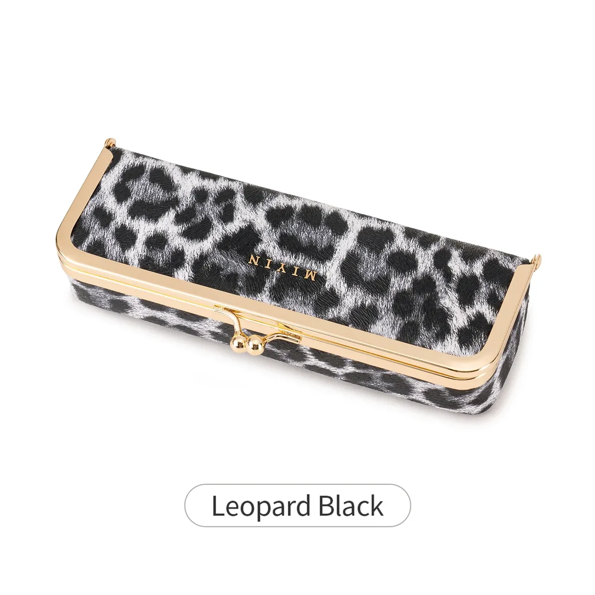 miyin étui à bijoux multifonctionnel pour femme à imprimé léopard avec fermeture kiss lock, étui à lunettes, essentiel de voyage, organisateur de rouge à lèvres et cosmétiques