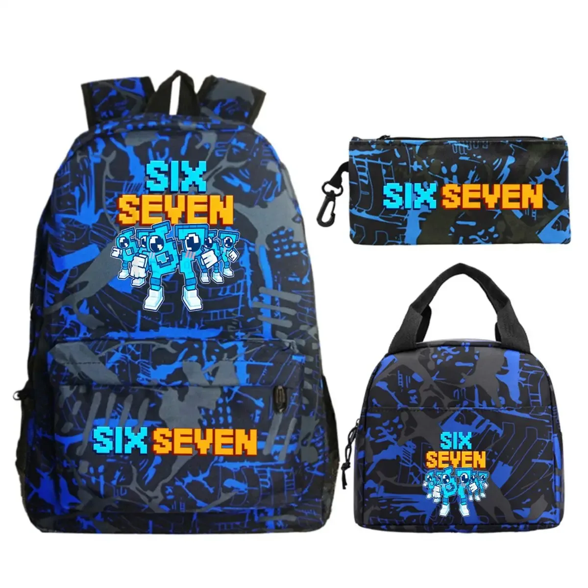 ensemble de 3 sacs d'école amusants avec impression de chiffres 67 six sept pour filles et garçons, avec boîte à lunch et trousse à crayons, sac à dos de voyage amusant 67