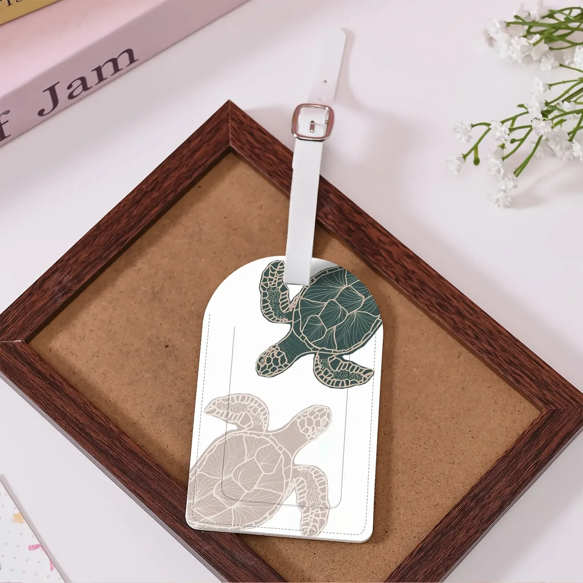 étiquette de bagage tortue de mer, idéale pour les aéroports, les croisières et les voyages d'affaires, étiquette de valise légère en pu avec tortue de mer, cadeau de voyage