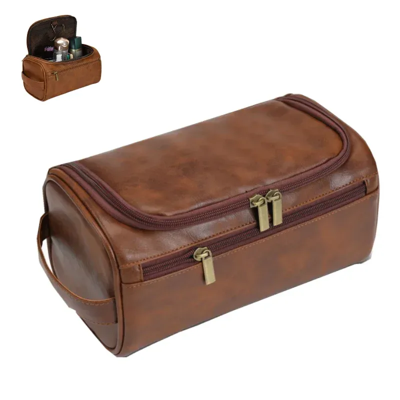 trousse de toilette vintage pour hommes - trousse à cosmétiques de voyage de luxe trousse de lavage suspendue pour les voyages d'affaires pochette de rangement pour organisateur de maquillage masculin