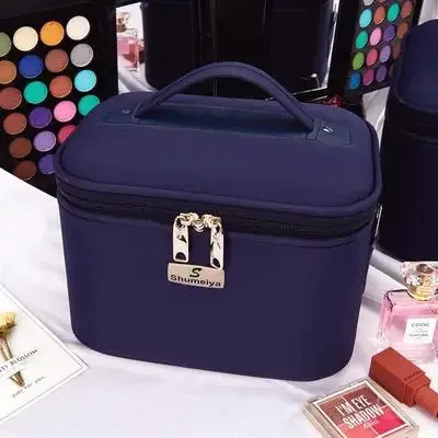 trousse à cosmétiques imperméable en tissu oxford, sac à cosmétiques multicouche de grande capacité, sac à bandoulière portable pour femme
