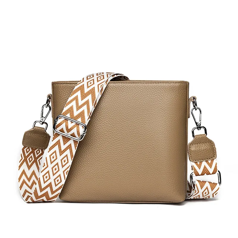 sac à bandoulière en cuir véritable 100% pour femmes, sac à bandoulière à large sangle, sacoche en cuir de vache, petit sac à main et bourse