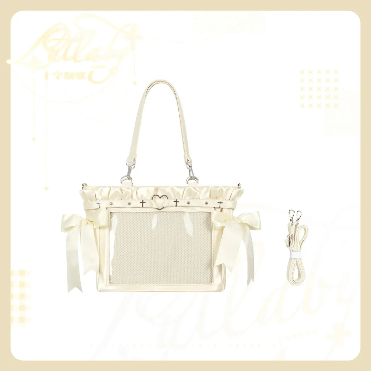 sac à bandoulière lolita en satin, grande capacité, style japonais original, motif anime bidimensionnel, collection 2026