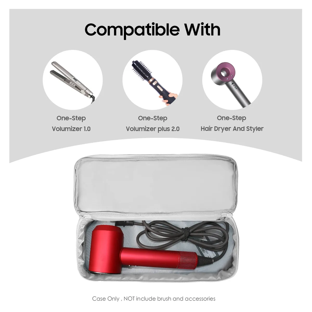 mallette de transport de voyage à double couche, sac de rangement d'accessoires de rêves, sac d'évaluation portable, volumateur de sèche-cheveux en une étape, brosse à air chaud