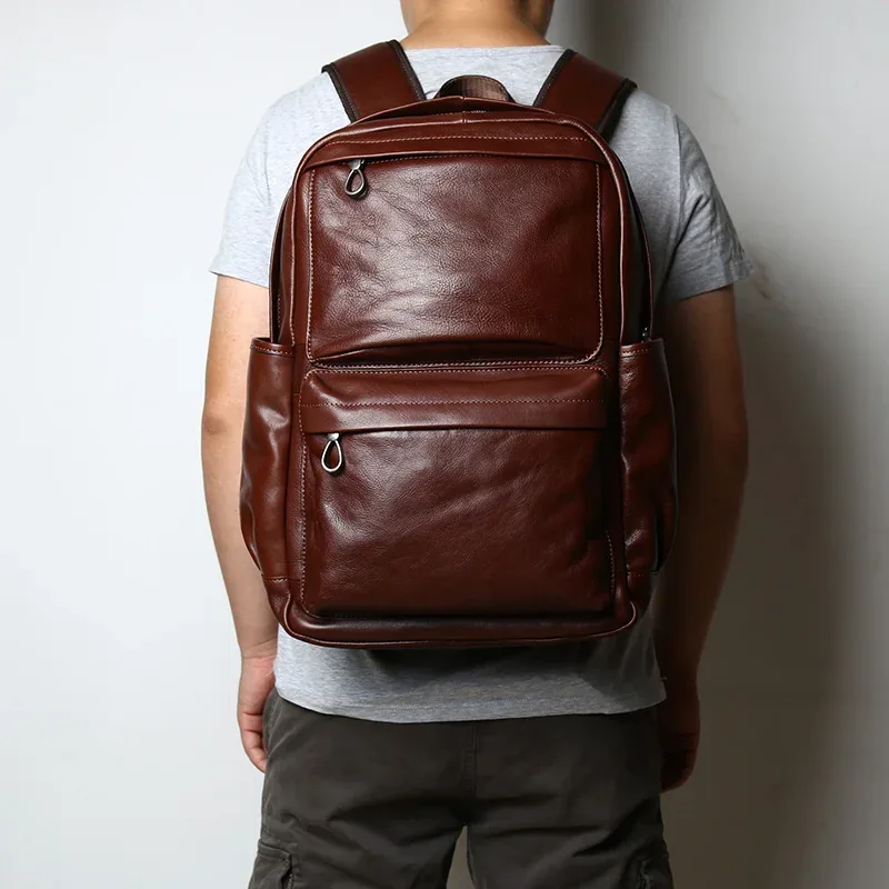 nzpj – sac à dos en cuir pour hommes, sac de voyage, mode européenne et américaine, vintage, première couche, en cuir de vache, pour loisirs