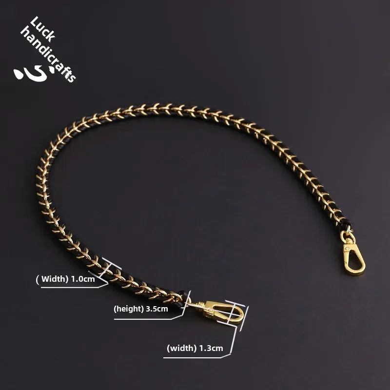 chaîne cuir tressée maillons dorés cuivrés bandoulière sangle sac modification sac largeur 1cm voyage sécurité robuste