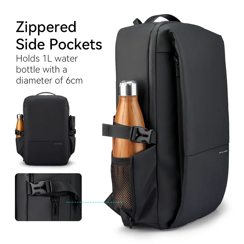 sac à dos pour ordinateur portable mark ryden, tissu oxford hydrofuge avec poche rfid et porte-bouteille d'eau