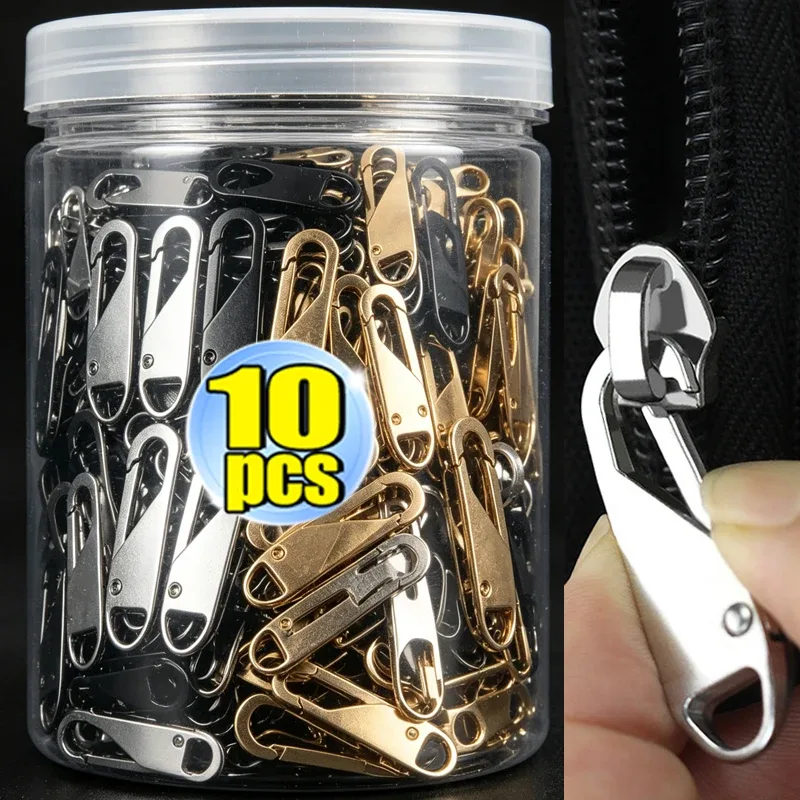Fermeture Éclair Zip Puller Métal Pratique Robuste Remplacement Bouton Universal DIY Réparation Sacs Valises Vêtements Doré Argenté Noir