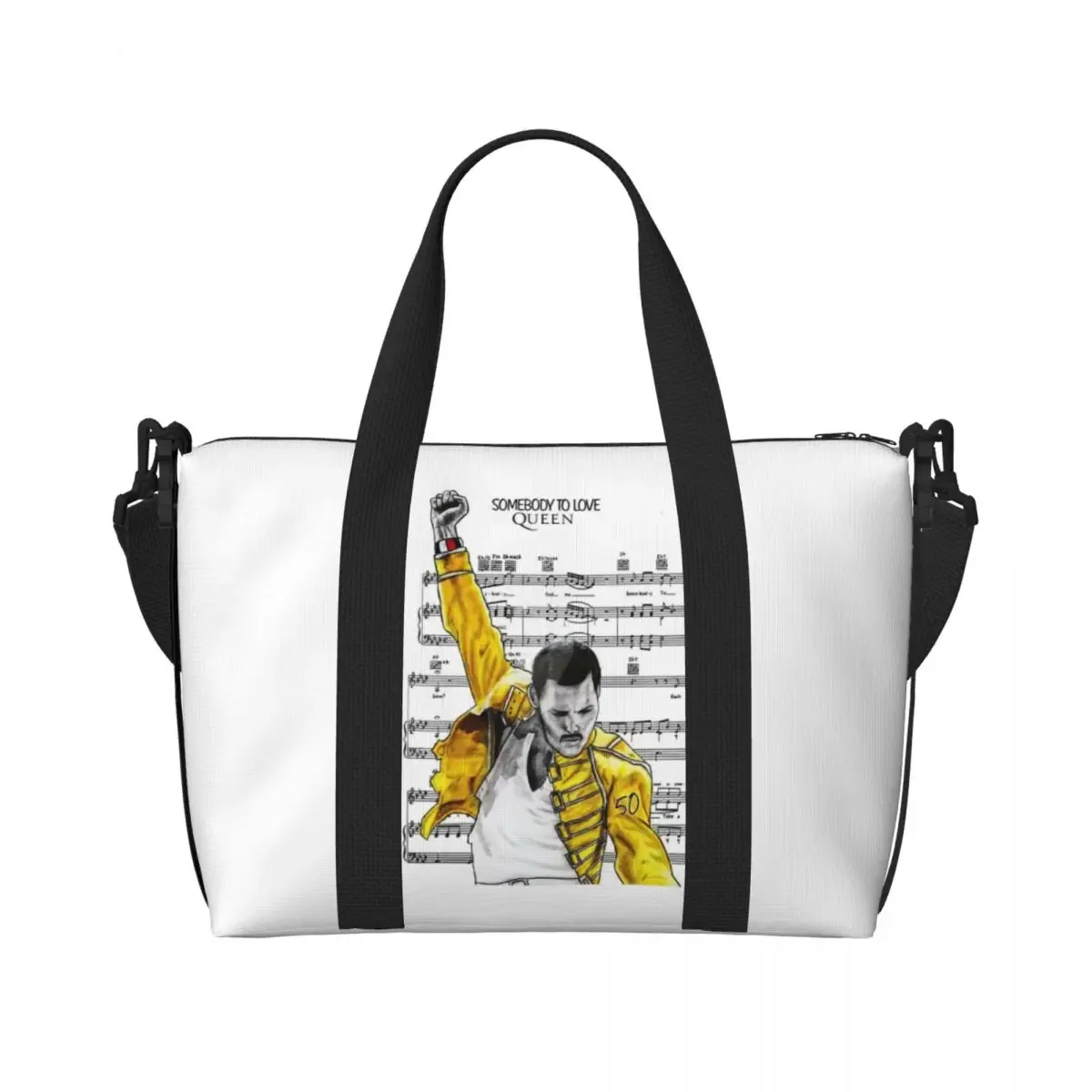 sac fourre-tout personnalisé freddie mercury queen band pour femmes, sac de voyage à bandoulière de plage de grande capacité