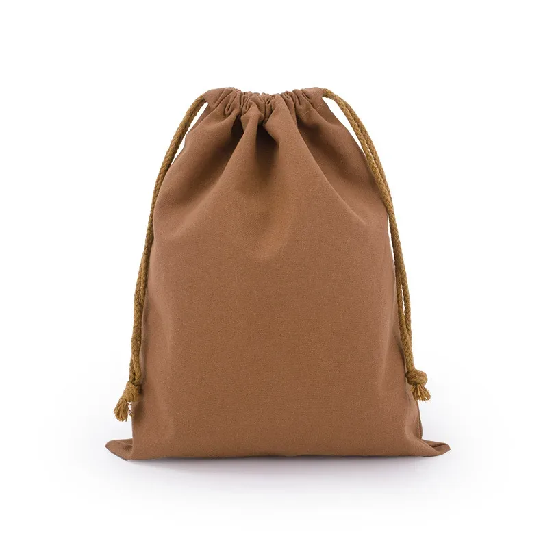 sac d'emballage en toile de coton et polyester avec cordon de serrage, personnalisable avec logo, blanc uni, pour cadeaux et rangement