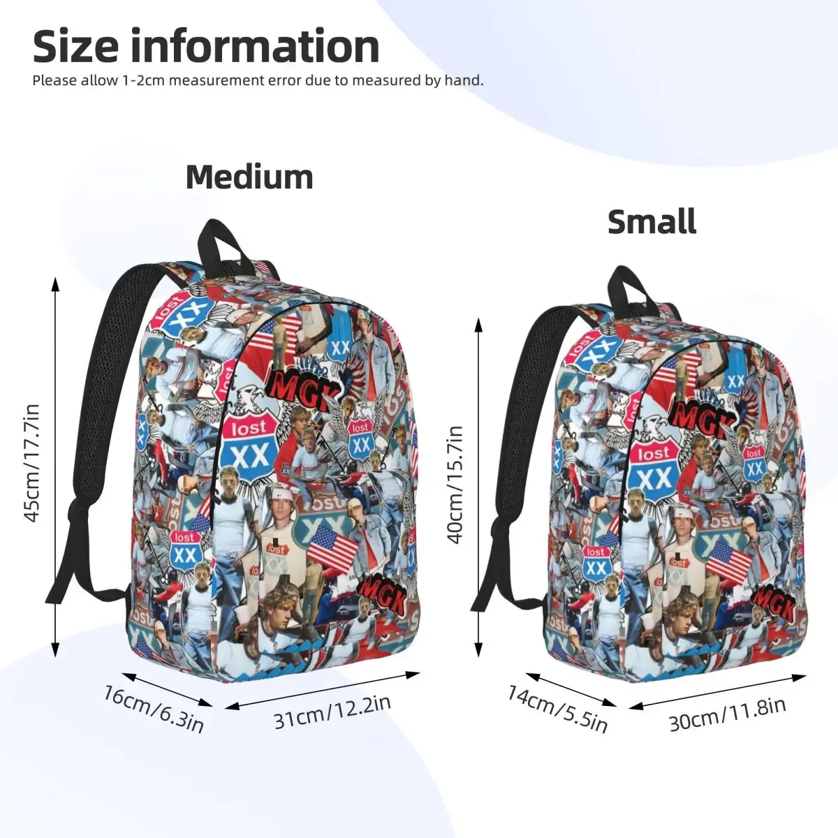 mgk lost americana tour 2025-2026 sac à dos adolescent durable lycée travail sac à dos pour hommes femmes ordinateur portable sacs en toile