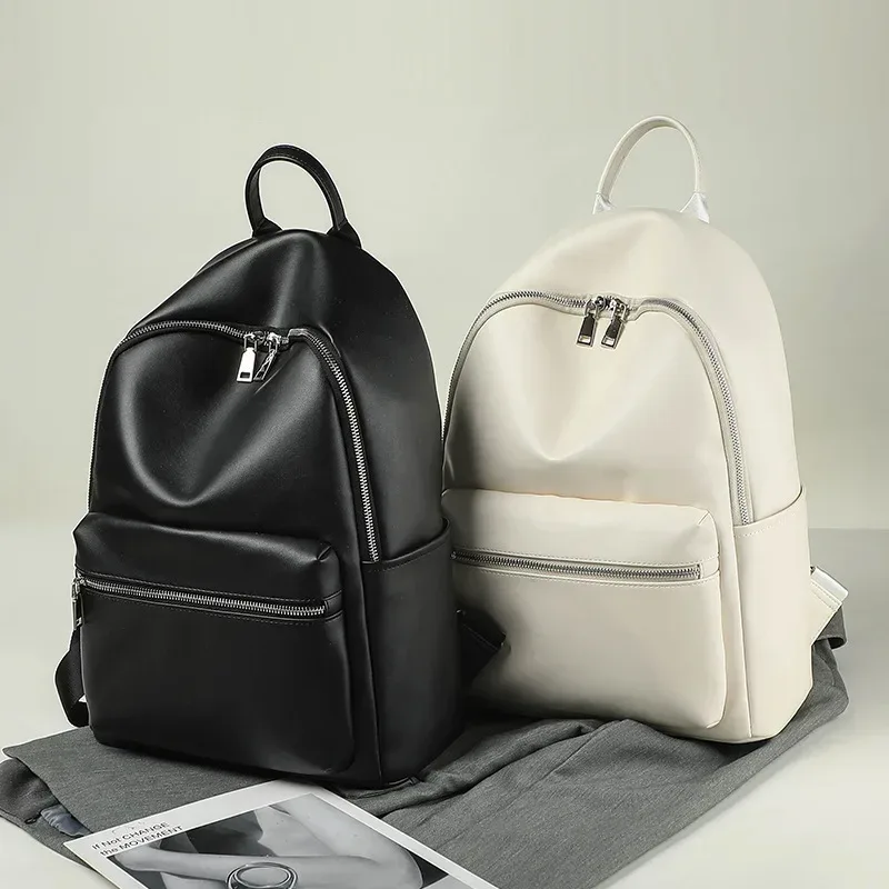 sac à dos en cuir pu noir de grande capacité pour femme, sacoche d'université, de voyage, pour fille