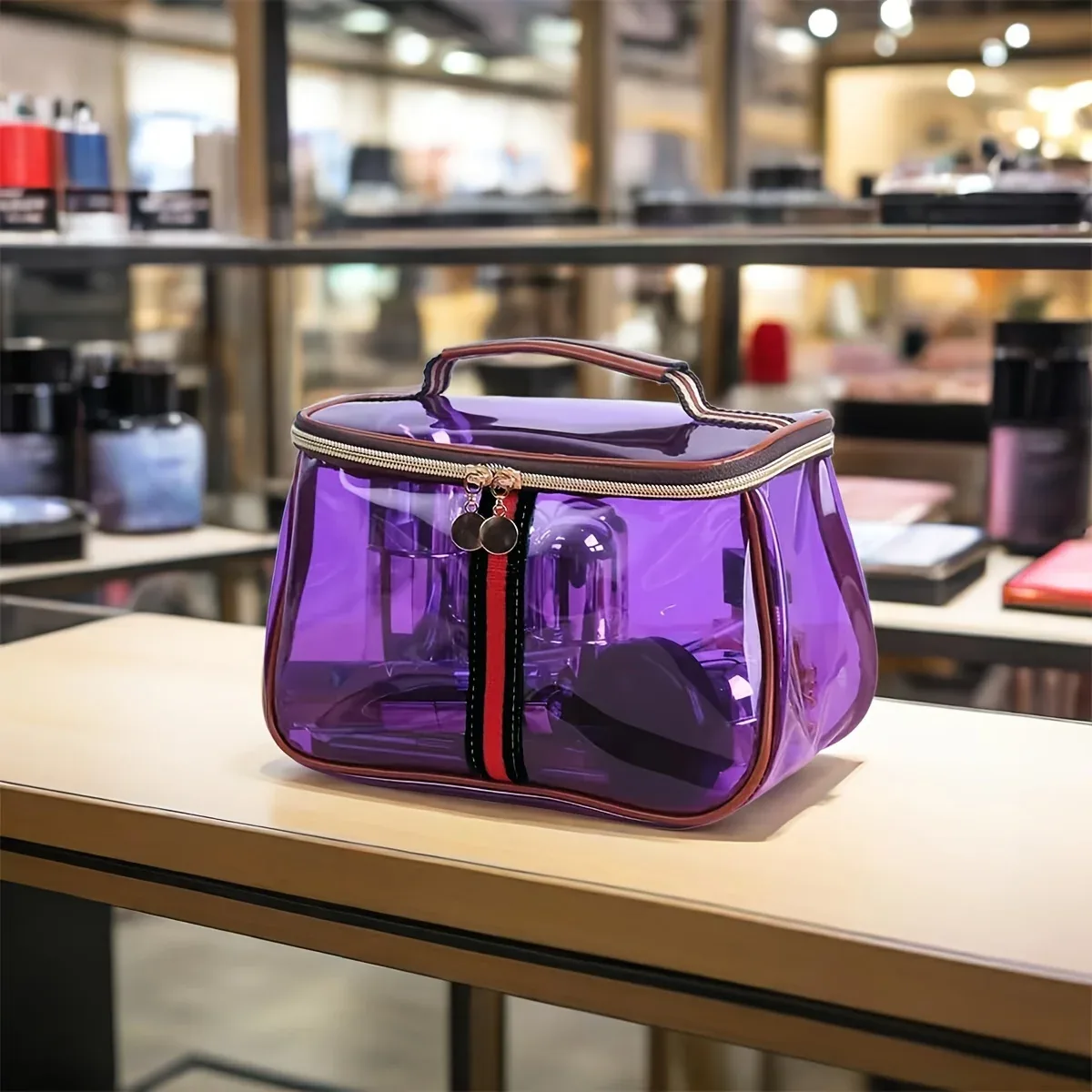 sac de maquillage transparent de grande capacité pour femmes, sac de toilette imperméable pour la salle de sport, sac de voyage portable, boîte de rangement en pvc, forme de boîte, cadeaux