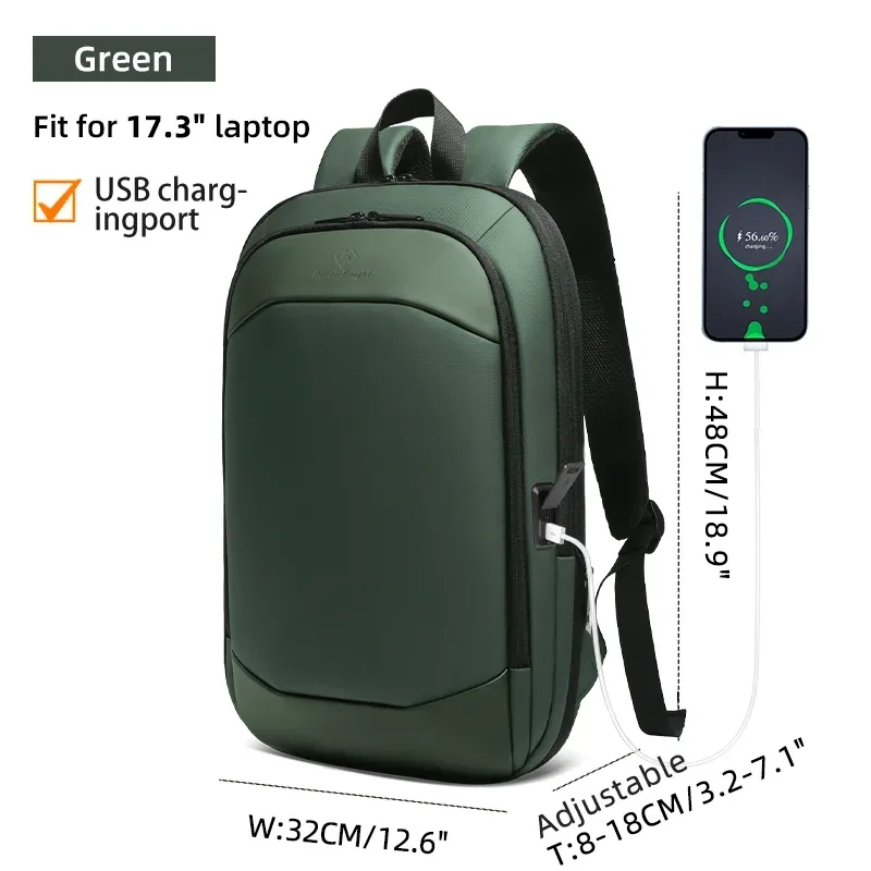 heroic knight sac à dos de voyage pour hommes étanche 17.3 "bagage à main sac à dos pour ordinateur portable mince extensible ykk trajet d'affaires mochila