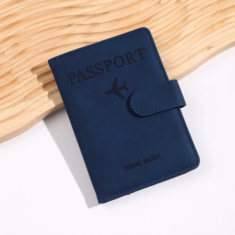 porte-passeport rfid personnalisé en pu pour homme, 2 styles d'enveloppes, motif avion imprimé, portefeuille de passeport antivol, minimaliste
