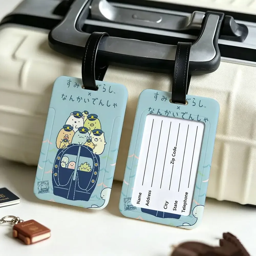 porte-étiquette d'identification anti-perte en pvc flexible sumikko gurashi, anime japonais, pour tous types de sacs de voyage