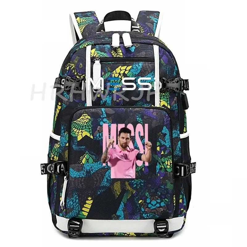sac à dos de football messi, sac à dos pour ordinateur portable camouflage, capacité usb, sac à dos multifonctionnel, cartable, sacs de voyage pour la randonnée