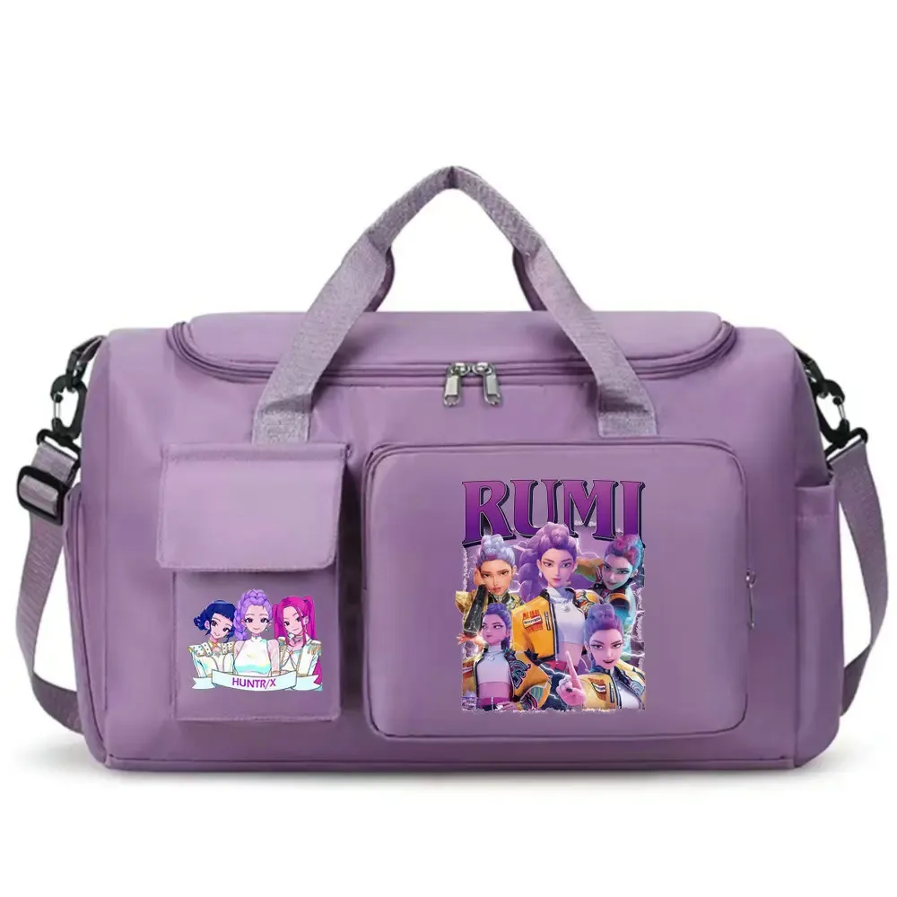 kpop demon hunters – bagage à main de grande capacité pour filles et garçons, sac de sport et de fitness avec séparation sec-humide, sac de voyage pour courtes distances